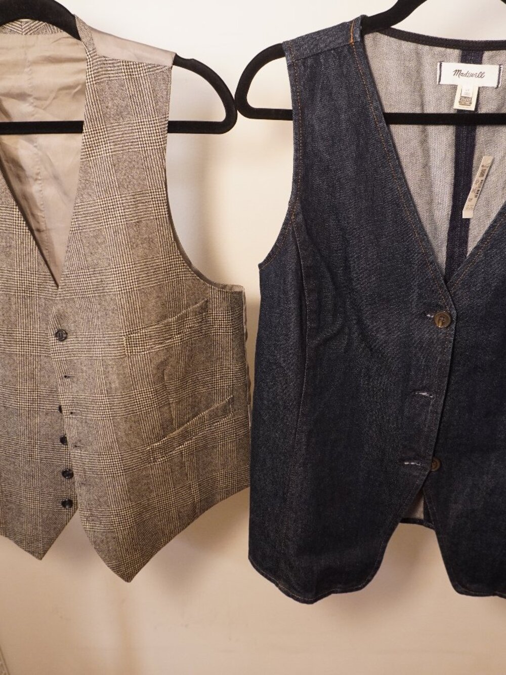 Madewell Denim + Plaid Tailored Vest Set Size 16